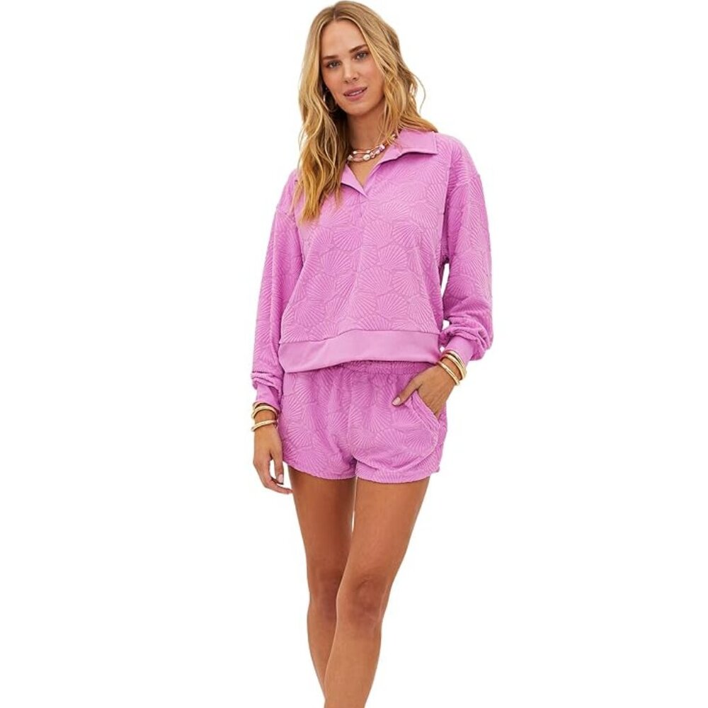 Beach Riot Lavender Kiara Textured Lounge Shorts Set